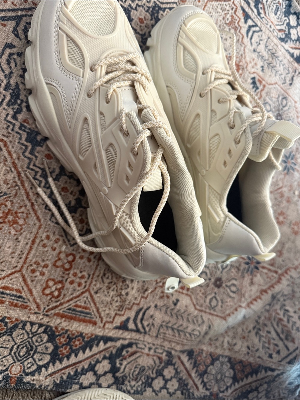 Chunky Cream Women's Sneakers - Neutral Lace-Up Trainers
